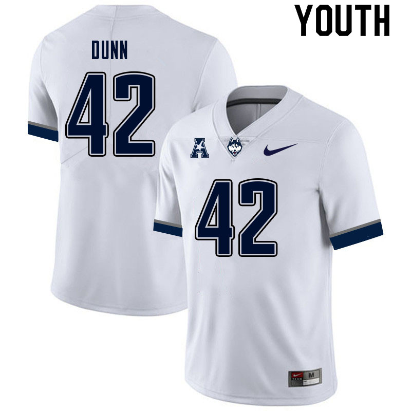 Youth #42 Kevin Dunn Uconn Huskies College Football Jerseys Sale-White - Click Image to Close